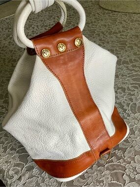 Valentina White pebble and Tan Leather Women’s Satchel/backpack